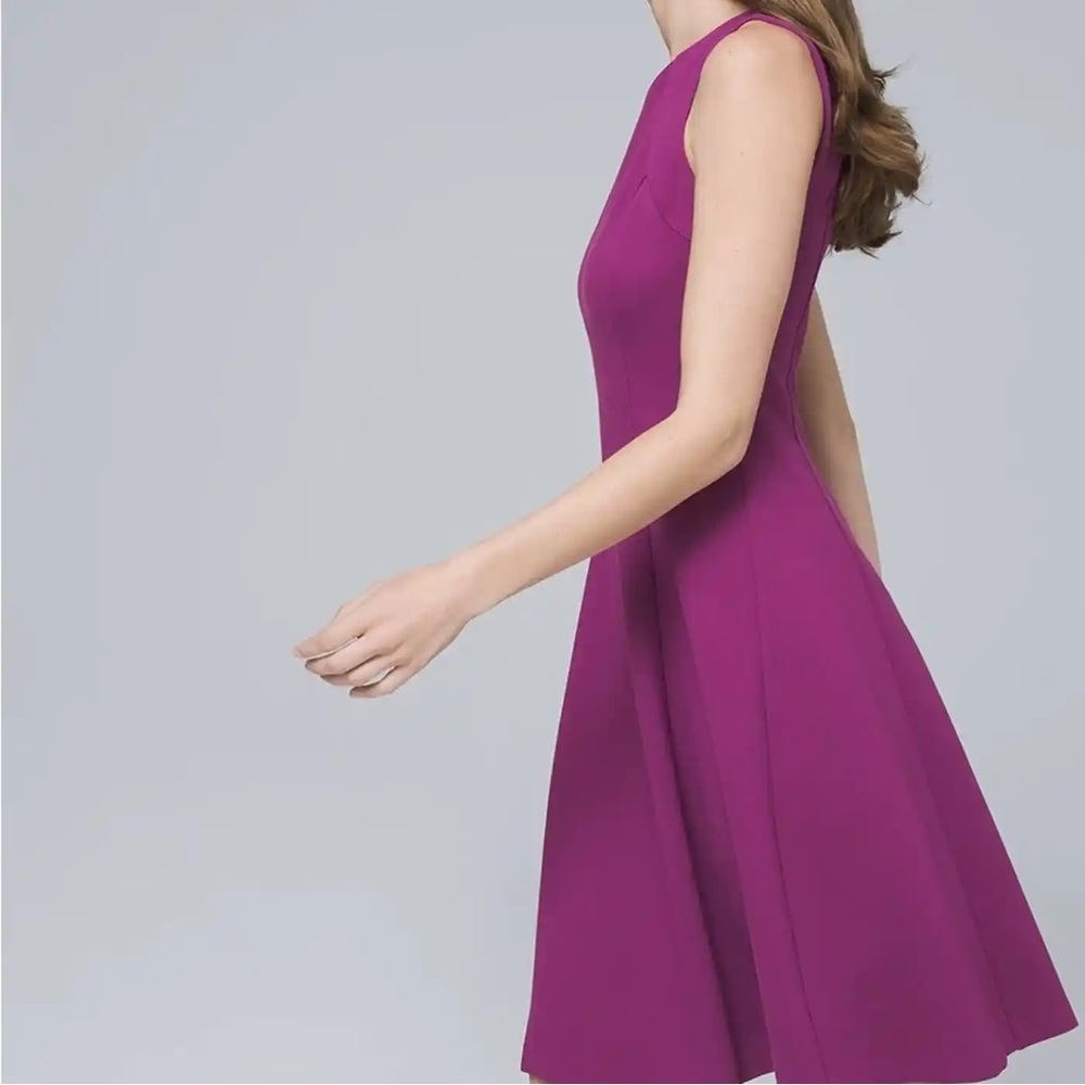 NWT WHBM Polished Knit Seamed Fit and Flare Purple Dress, M